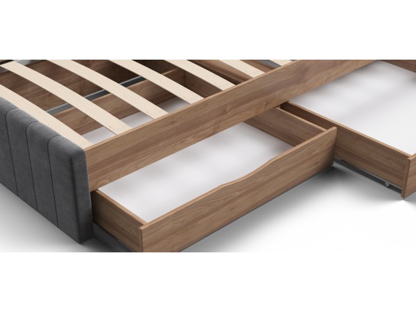 Лофт Мини Кровать 90*200 Орех селект, Велюр Монолит серый