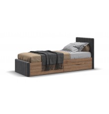 Лофт Мини Кровать 90*200 Орех селект, Велюр Монолит серый