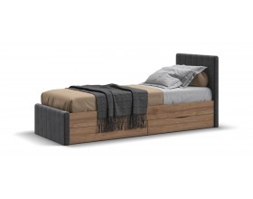 Лофт Мини Кровать 90*200 Орех селект, Велюр Монолит серый