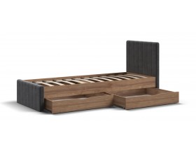 Лофт Мини Кровать 90*200 Орех селект, Велюр Монолит серый