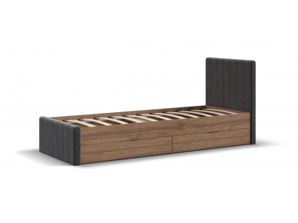 Лофт Мини Кровать 90*200 Орех селект, Велюр Монолит серый