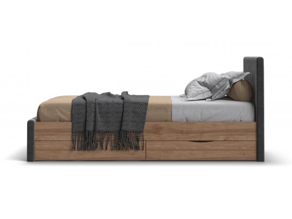 Лофт Мини Кровать 90*200 Орех селект, Велюр Монолит серый