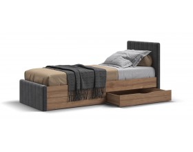 Лофт Мини Кровать 90*200 Орех селект, Велюр Монолит серый