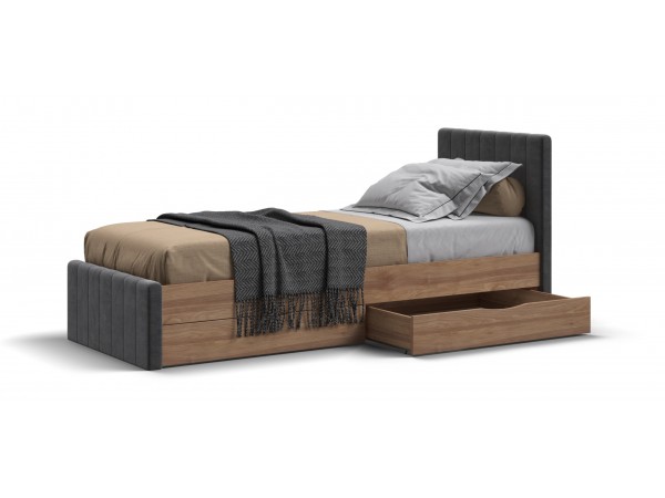 Лофт Мини Кровать 90*200 Орех селект, Велюр Монолит серый