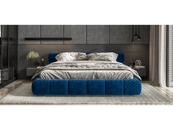 Босс Дрим Кровать+ПМ 180*200 Велюр Монолит синий