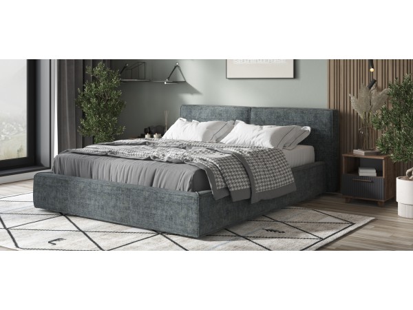 Норд Кровать+ПМ 160*200 Шенилл Смарт серый