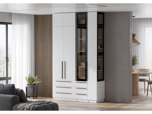 Антресоль со стеклом Берген АС-400 Белое дерево