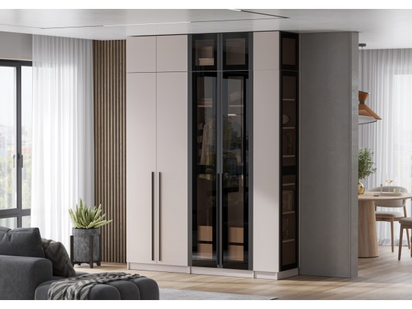 Антресоль торцевая со стеклом Берген АТС-300 Кашемир