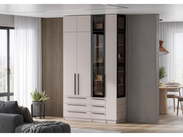 Антресоль со стеклом Берген АС-400 Кашемир