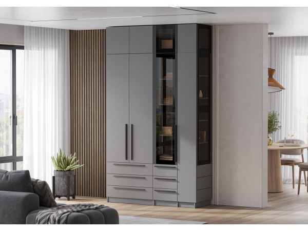 Антресоль торцевая со стеклом Берген АТС-300 Серый графит