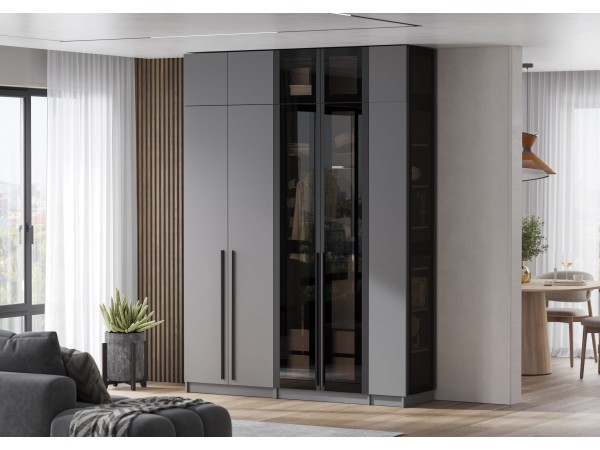 Антресоль торцевая со стеклом Берген АТС-300 Серый графит