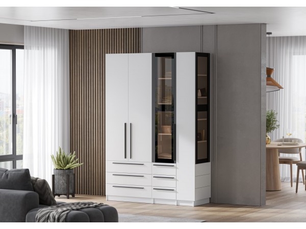 Пенал со стеклом Берген ПС3Я-400 Белое дерево