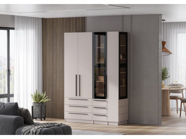 Пенал торцевой со стеклом Берген ПТС3Я-300 Кашемир