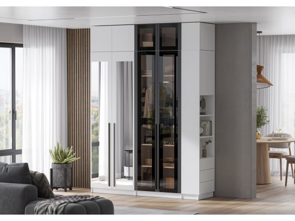 Антресоль со стеклом Берген АС-800 Белое дерево