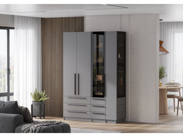 Пенал торцевой со стеклом Берген ПТС3Я-300 Серый графит