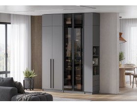 Антресоль со стеклом Берген АС-800 Серый графит