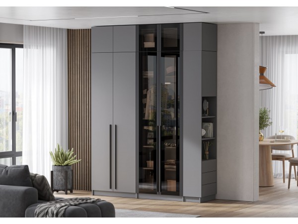 Антресоль со стеклом Берген АС-800 Серый графит