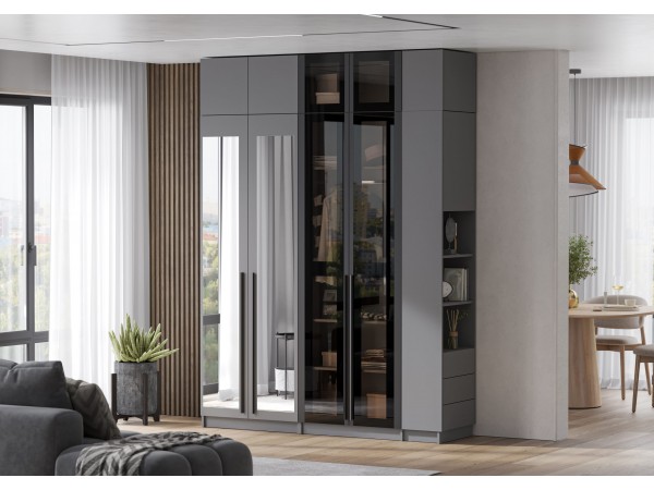 Антресоль со стеклом Берген АС-800 Серый графит