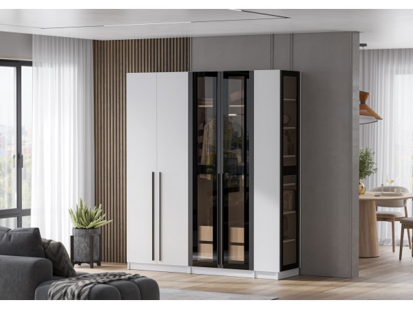 Пенал торцевой со стеклом Берген ПТС-300 Белое дерево