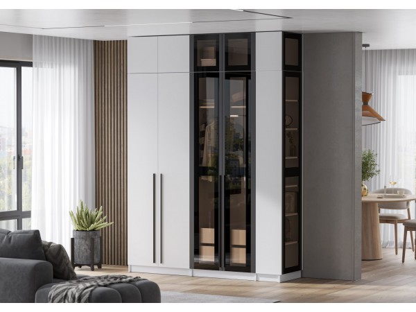 Антресоль торцевая со стеклом Берген АТС-300 Белое дерево