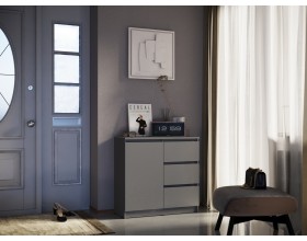 Челси Комод 800 3 ящика 1 дверь Графит, Графит