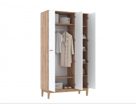 Кельн Шкаф 3-створчатый Белый Глянец, Дуб Крафт