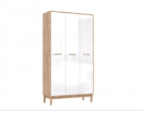 Кельн Шкаф 3-створчатый Белый Глянец, Дуб Крафт