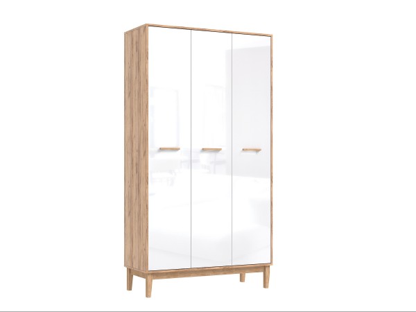 Кельн Шкаф 3-створчатый Белый Глянец, Дуб Крафт