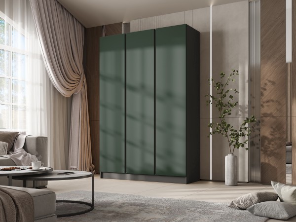 Келвин Шкаф 3-створчатый 1500 Изумрудный, Графит вставка чёрная