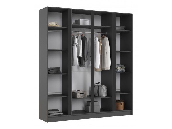 Келвин Шкаф 4-створчатый 2000 Графит, Графит вставка чёрная