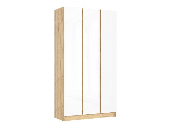 Келвин Шкаф 3-створчатый 1200 Белый Глянец, Дуб Крафт вставка крафт
