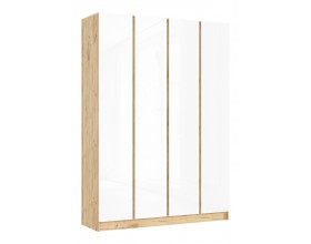 Келвин Шкаф 4-створчатый 1600 Белый Глянец, Дуб Крафт вставка крафт