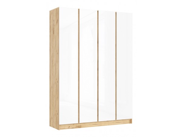 Келвин Шкаф 4-створчатый 1600 Белый Глянец, Дуб Крафт вставка крафт
