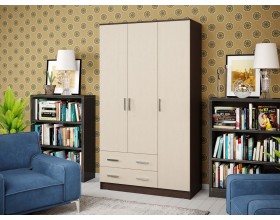 Шкаф 3-створчатый Дуб беленый, Венге