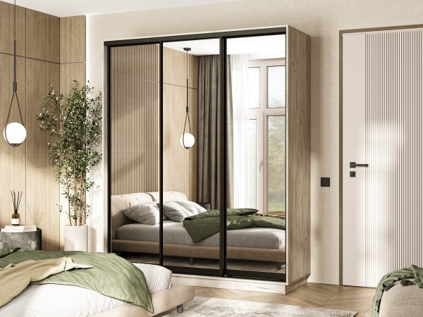 Шкаф-купе Тринити New 1800 Дуб Крафт серый