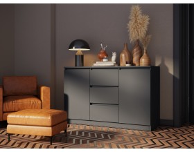 Челси Комод 1200 2 двери 3 ящика Графит, Графит