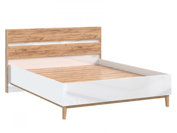 Кельн Кровать 1,6м Белый Глянец, Дуб Крафт