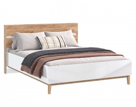Кельн Кровать 1,6м Белый Глянец, Дуб Крафт