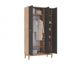 Кельн Шкаф 3-створчатый Графит, Дуб Крафт