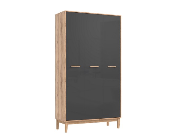 Кельн Шкаф 3-створчатый Графит, Дуб Крафт