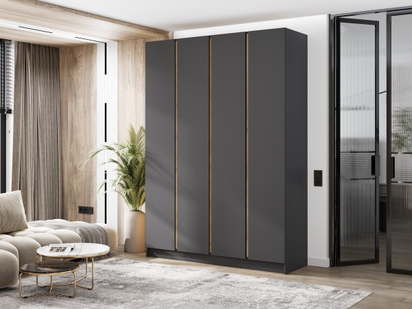 Келвин Шкаф 4-створчатый 1600 Графит, Графит вставка крафт