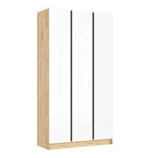 Келвин Шкаф 3-створчатый 1200 Белый Глянец, Дуб Крафт вставка чёрная