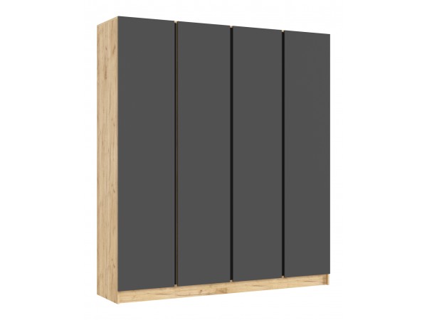 Келвин Шкаф 4-створчатый 2000 Графит, Дуб Крафт вставка чёрная