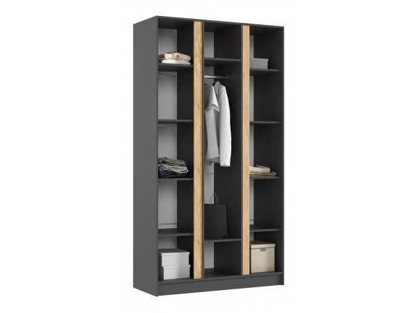 Келвин Шкаф 3-створчатый 1200 Графит, Графит вставка крафт