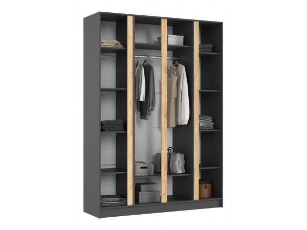 Келвин Шкаф 4-створчатый 1600 Графит, Графит вставка крафт