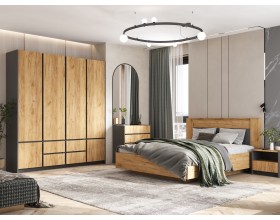 Остин Шкаф 4-створчатый 2000 Дуб крафт, Графит