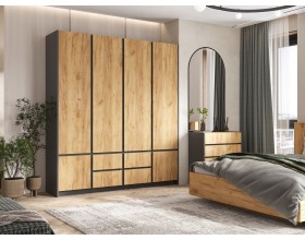 Остин Шкаф 4-створчатый 2000 Дуб крафт, Графит