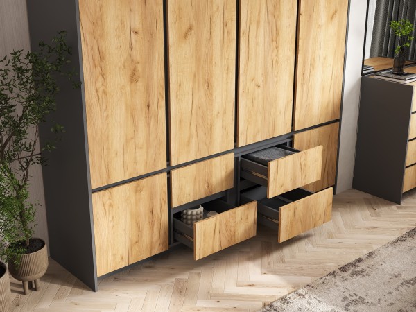 Остин Шкаф 4-створчатый 2000 Дуб крафт, Графит