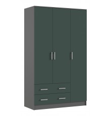 Шкаф 3-створчатый Изумрудный Кромка Графит, Графит