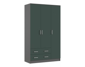 Шкаф 3-створчатый Изумрудный Кромка Графит, Графит